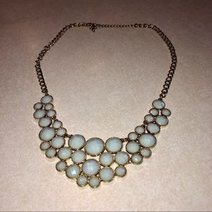 Statement Necklace Teal Aqua Gold Fancy